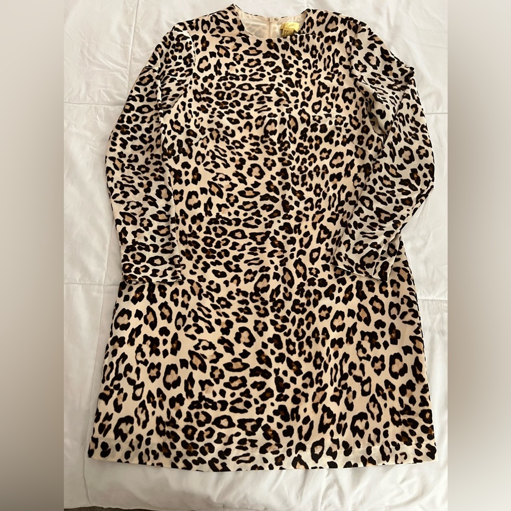 H&M Silky Leopard Sheath Dress with Lining - Size 8